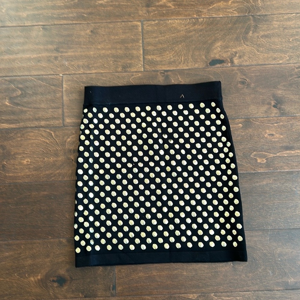 Forever 21 Womens Black Gold Studded Mini Skirt Sz S New Knit ST2825 - Picture 2 of 2